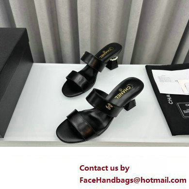 Chanel Lambskin  &  Imitation Pearls Mules G45685 Black 2024